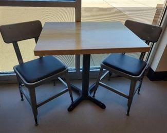 Kitchenette Style Table with 2 Metal Chairs - Leather Padded Seats