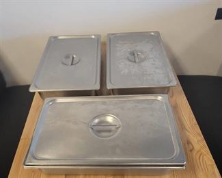 (3) Winco Stainless Steel Pans (#SPJL-104)