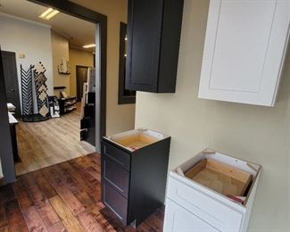 Black Upper and Lower Kitchen Cabinet Unit