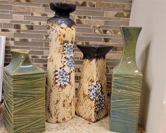 Lot of 4 Home Decor Vases and Candle Set