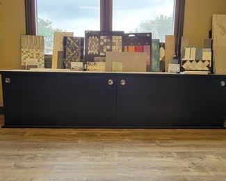 4 Slide Door Cabinet - Black Particle Board - CONTENTS ON AND UNDER NOT INCLUDED