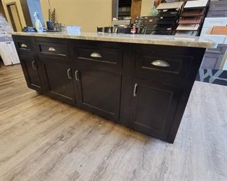 Black Island Marble Top - Below Storage and Cut Out for Seating