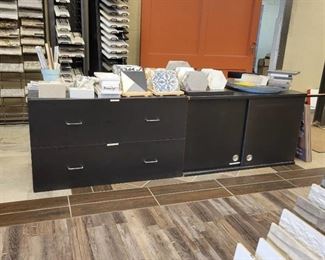 Partical Board Cabinet W/ Drawers & Sliding Doors