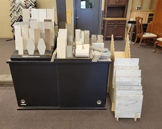 Black Storage Cabinet with Tile Samples - Contents Included