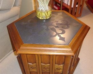 Drexel "Esperanto" lamp table with etched top