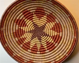 Hand woven basket wall hanging