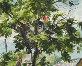 Charles Banks Wilson (1918-2013) Watercolor One of Seven