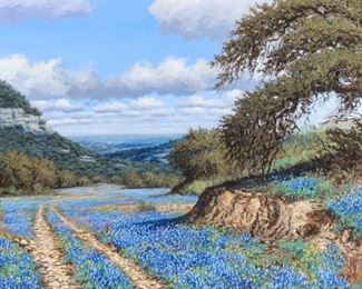 Robert Harrison (B. 1949) Texas Bluebonnets, Oil on Canvas