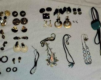 12 Pair Of Clip On Earrings, 7 Pair Earrings, 4 Necklaces 1 Bracelet