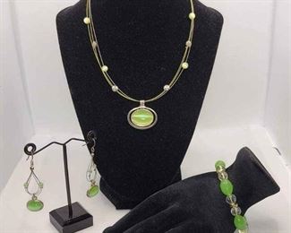 Green Necklace, Bracelet  Earring Set