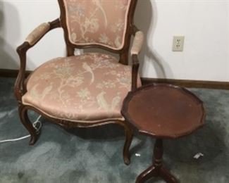 Vintage arm chair - small pie crust table