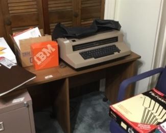 Office - small typewriter table + vintage IBM Selectric III electric typewriter  