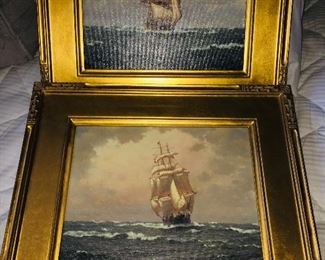 pair of signed glicees by noted marine artist Richard Loud