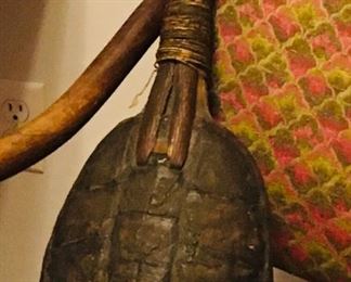 Native American Shaman “False Face Society” snapping  turtle rattle descended through Paul Cooper, son of James Fenimore Cooper. This is from 19th c Iroquois tribe, upstate New York. 