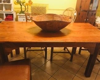 Custom made Cypress table featuring Iroquois Burl Bowl