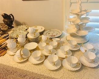 extremely large Shelly Cream Soup dishes and coffee cups and saucer