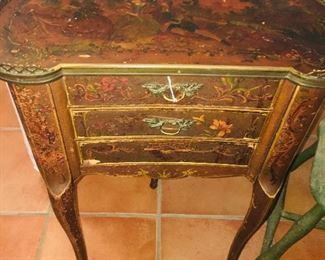 18th century French painted sewing cabinet