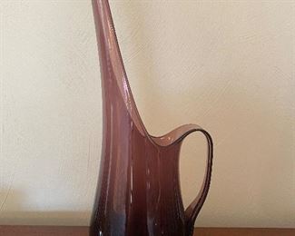Mid century Modern blown glass pitcher - Amethyst 