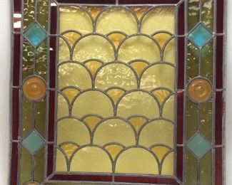 ANTIQUE STAINED GLASS WINDOW,