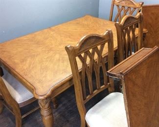 BROYHILL FURNITURE DINING TABLE, AND CHAIRS
