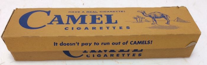 EARLY 1900’s RJR CAMEL CIGARETTES, UNOPENED
IN CARTON, ALL PACKS ARE FACTORY SEALED MINT CONDITION, CARTON HAS DAMAGE ON LEFT SIDE,