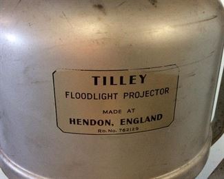 VINTAGE BRITISH ARMY 
TILLEY FLOOD LIGHT PROJECTOR WITH CASE