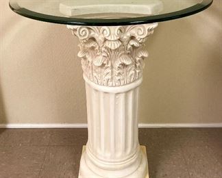 Corinthian Column Glass Top Table