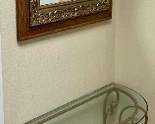 Wrought-Frame Galss Top Accent Table