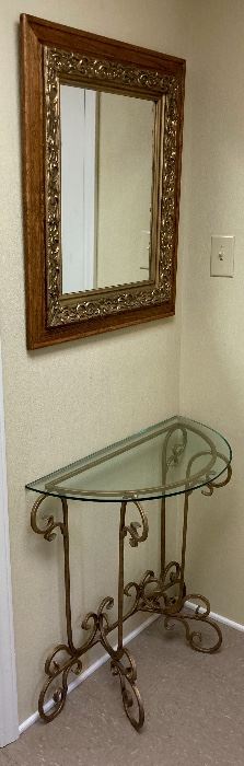 Wrought-Frame Galss Top Accent Table