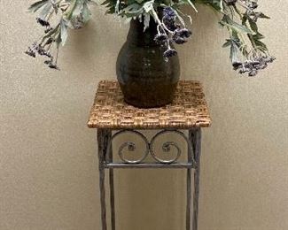 Wicker Top Metal Plant Stand