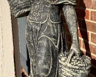 Large Concrete Statue Lady with Baskets