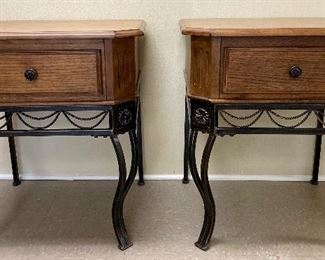 Wrought Frame Wood End Tables
