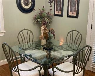 Metal Frame Glass Top Kitchen Table and Chairs