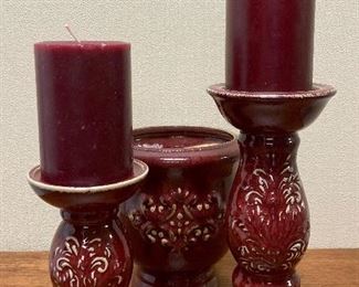 Tuscan Style Candle Holders and Bowl