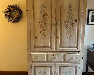 Painted pine armoire 