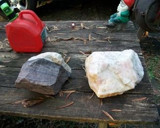 very large agate and rose quartz