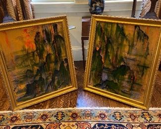 Quality framed pair of Southern Bayou landscapes. Signed