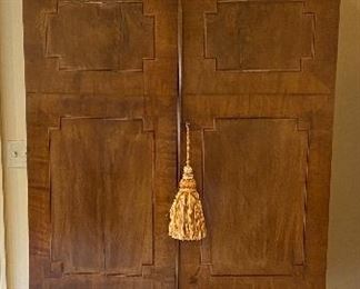 Antique Linen Press Cabinet. Wonderful inlaid detail. Also features a fitted tea caddy drawer insert