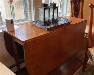 Fine antique drop leaf table with rope turned legs