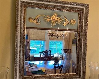 Antique mirror with reverse glass border