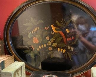 Wonderful lacquered tray. Hand painted.