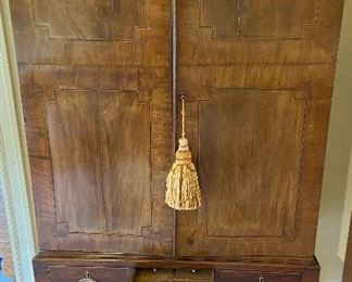Antique Linen Press with tea caddy drawer. Note the detailing.
