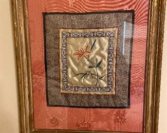 A Pair of framed Chinese Silk Tapestries.