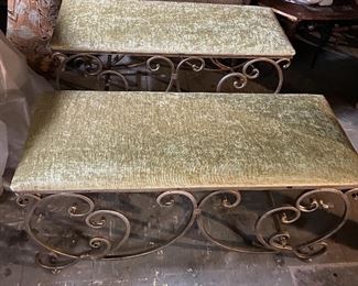 Pair of benches with iron bases