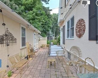 Unique patio furniture. Painted in a mustard gold color. Use indoors or outdoors!