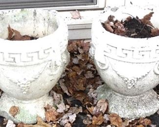 4 - Pair of concrete planters 15" X 17"
