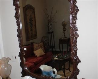 HIGHLY CARVED WOOD MIRROR