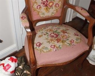 NEDDLE POINT FRENCH STYLE ARMCHAIR