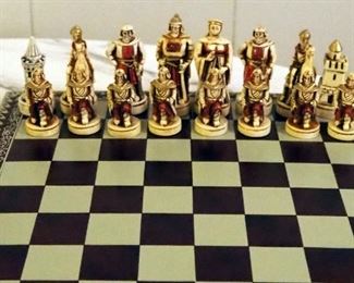 Nigri Itailan Made Chess Set, Hand Painted Pieces Themed After The Battle Of Cornwall
