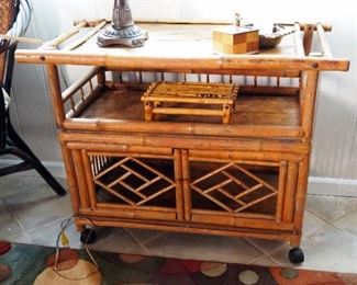 Bamboo Tea Cart With Lower Storage, 27" x 36" x 19"